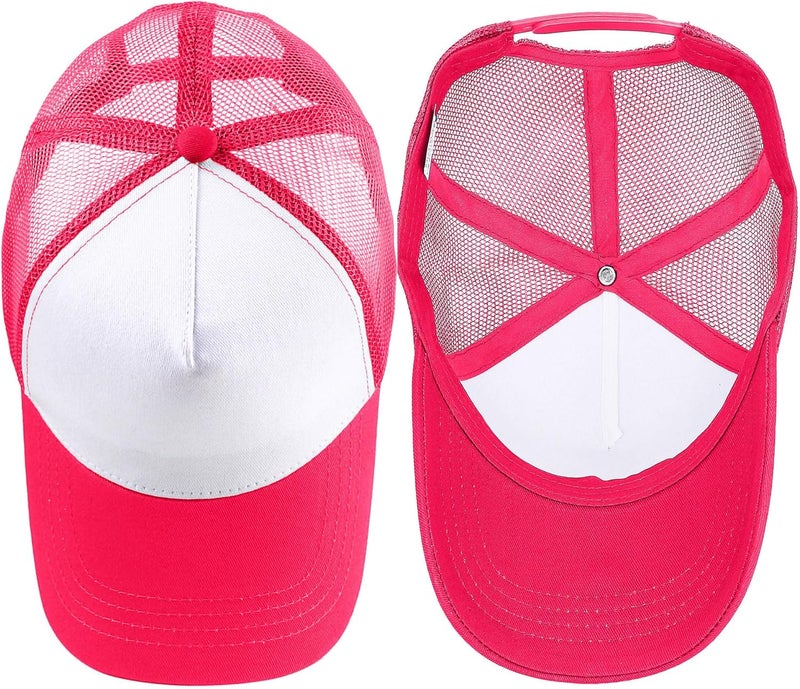 Falari 5-Panel Mesh Baseball Cap, Trucker Hat, Structured Plain Design, Cotton, Adjustable Size - Image 4